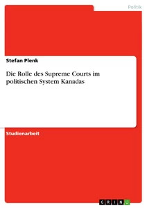 Die Rolle Des Supreme Courts Im Politischen System Kanadas (Buch)-image