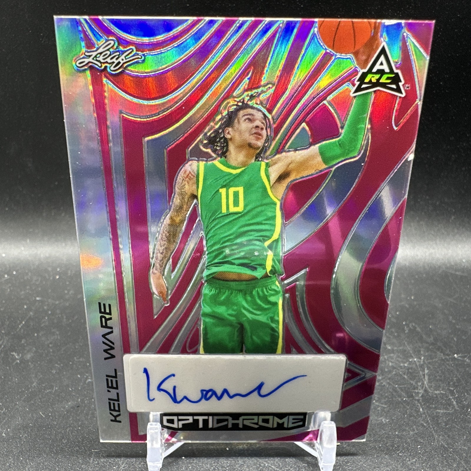 Kel'El Ware Auto Prismatic Pink /8 2022-23 Leaf Optichrome #BA-KW1
