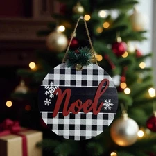 Christmas Holiday Hanging Sign Decor | Decoration for Wall Round 8” New