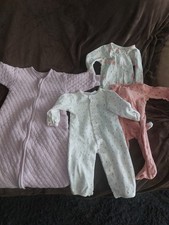 Baby Girls 4pc. Clothing Lot 3 Footed Sleepers  1 Sleep Sack. Sz-6M 