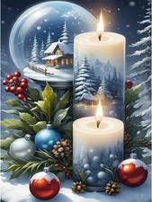 Diamond Art Kits for Adults, Christmas Candles Diamond Painting Kits for Adults