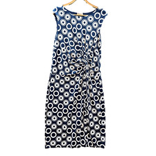 Target Dress Womens Bodycon Midi Size 14 Navy Blue White Spot Stretch Knit