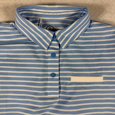 Bogner Women  s Peony Blue White Striped Performance Cotton Polo Shirt XXL NWT