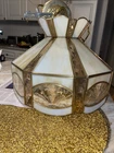 Vintage Tiffany Style Stained Glass Chandelier Ceiling Light, Lamp 6 Light 70s