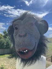 Realistic Gorilla Monkey Halloween Mask Vintage 90s Long Hair LARGE Size