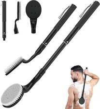 Back Scrubber Anti Slip for Shower, 25.7” Telescopic Bath Black 