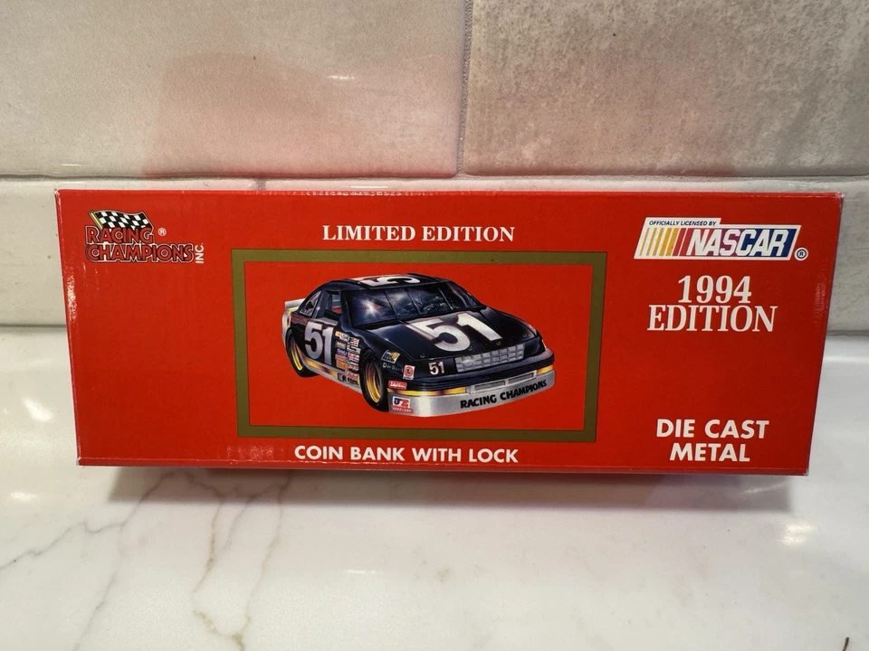 Wally Dallenbach #43 Pontiac escala 1:24 Die Cast Coin Bank 1994 Racing Champions Foto 2 de 2