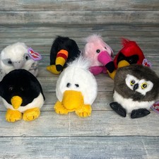 Puffkins Plush Swibco Lot Vintage Birds Penguin Owl Flamingo Cardinal