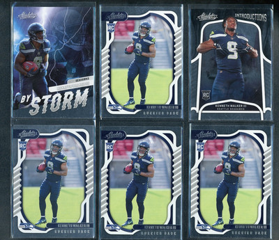 6x 2022 Absolute KENNETH WALKER RC ROOKIE Lot! BY STORM! Introductions! MVP!