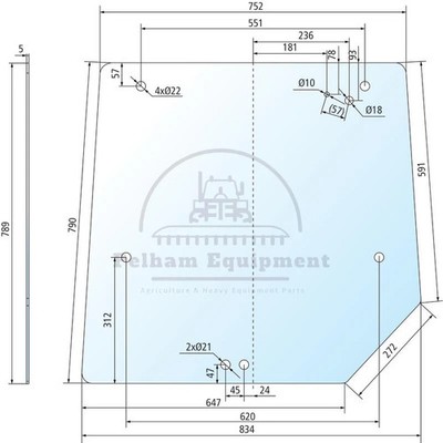 Massey Ferguson Rear Glass 3804694M3 for 4215-4355 Clear MF0952