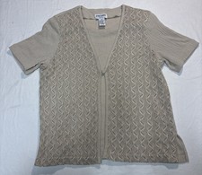 Vintage Alfred Dunner Button-Up Cardigan Women  s Petite/6P Layered Beige