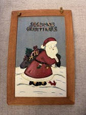 Christmas Wooden Hand Painted Hanging Sign Santa Claus 8  x11.5  