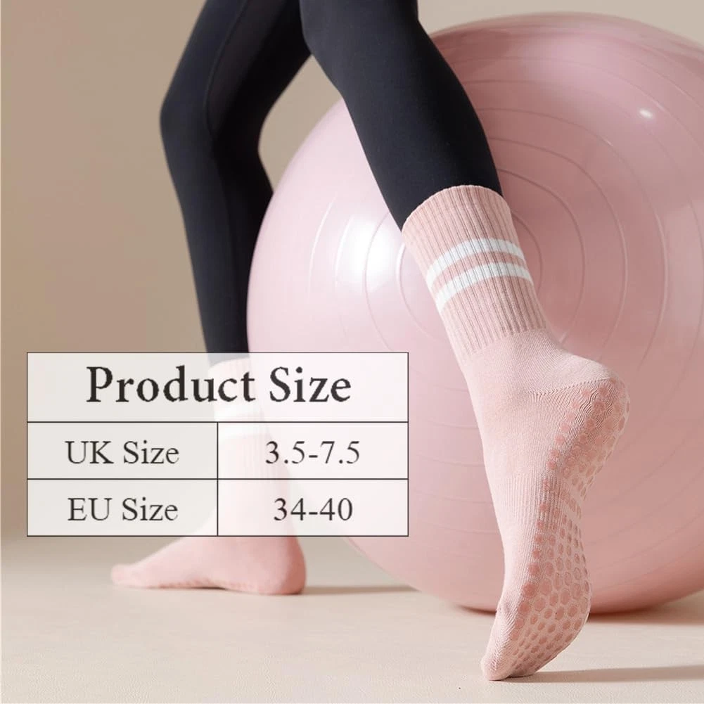 Flintronic 4 pares de calcetines antideslizantes de yoga, pilates talla única, 4 pares multicolor
