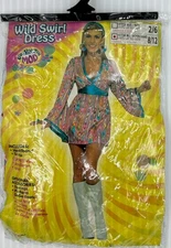 Halloween Costume Wild Swirl Dress 60's Mod Revolution Sz M/L Ladies Adult 8-12