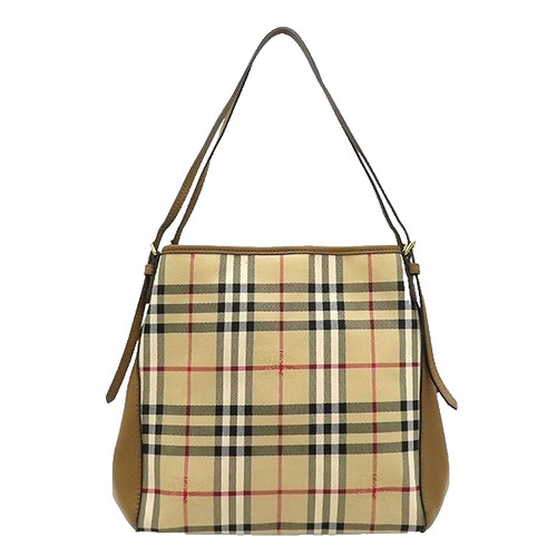 BURBERRY tote bag, Nova Check canvas, beige x brown, Horseferry Canterbury