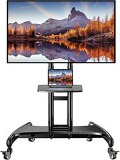 Rolling TV Stand for 32-84 Inch TV, Mobile TV Cart up to 100Lbs, Adjustable Heig