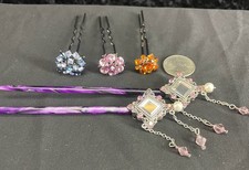 Colorful Crystal Rhinestone Bridal Hair Pins Wedding Prom Lot of 5 NEW