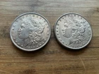 US Morgan Silver Dollars 2 coins circulated details Pre 1904 Lot F4