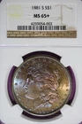 1881 S NGC MS65+ MORGAN SILVER DOLLAR #B51625