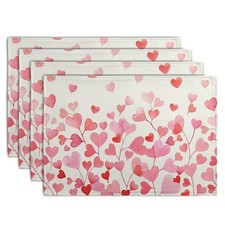 Pink Love Heart Valentine's Day Placemats Set of 4 Valentine Seasonal Holiday...