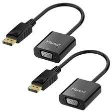 2 Pack DisplayPort DP To VGA Adapter GoldPlated Male To Female Black