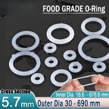 Food Grade O-Ring 5.7mm Cross Section Clear Silicone Rubber O Rings 18-678mm ID