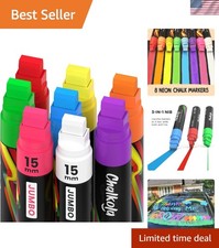 8 Washable Window Markers for Cars - 15mm Jumbo, 3 in 1 Nib, 28g Ink - Liquid...