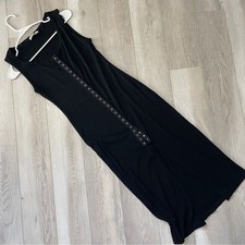 Reformation Ribbed Dress snap button tank midi womens Black medium party grunge