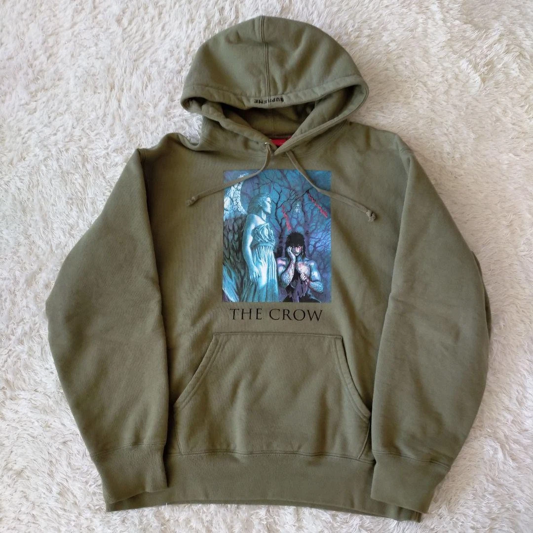 Sweat à capuche homme Supreme M The Crow Collaboration vert iconique streetwear rare limité