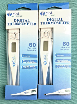 2- MED SOLUTIONS ORAL, RECTAL OR UNDERARM LCD Digital Thermometer  60 Second