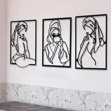CHENGU 3 Pieces Metal Minimalist Abstract Woman Wall Art Line Drawing Wall... 