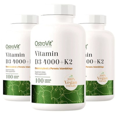 VITAMIN D3 4000 IU + K2 - 100-200 Tabs - support immune system, muscle function