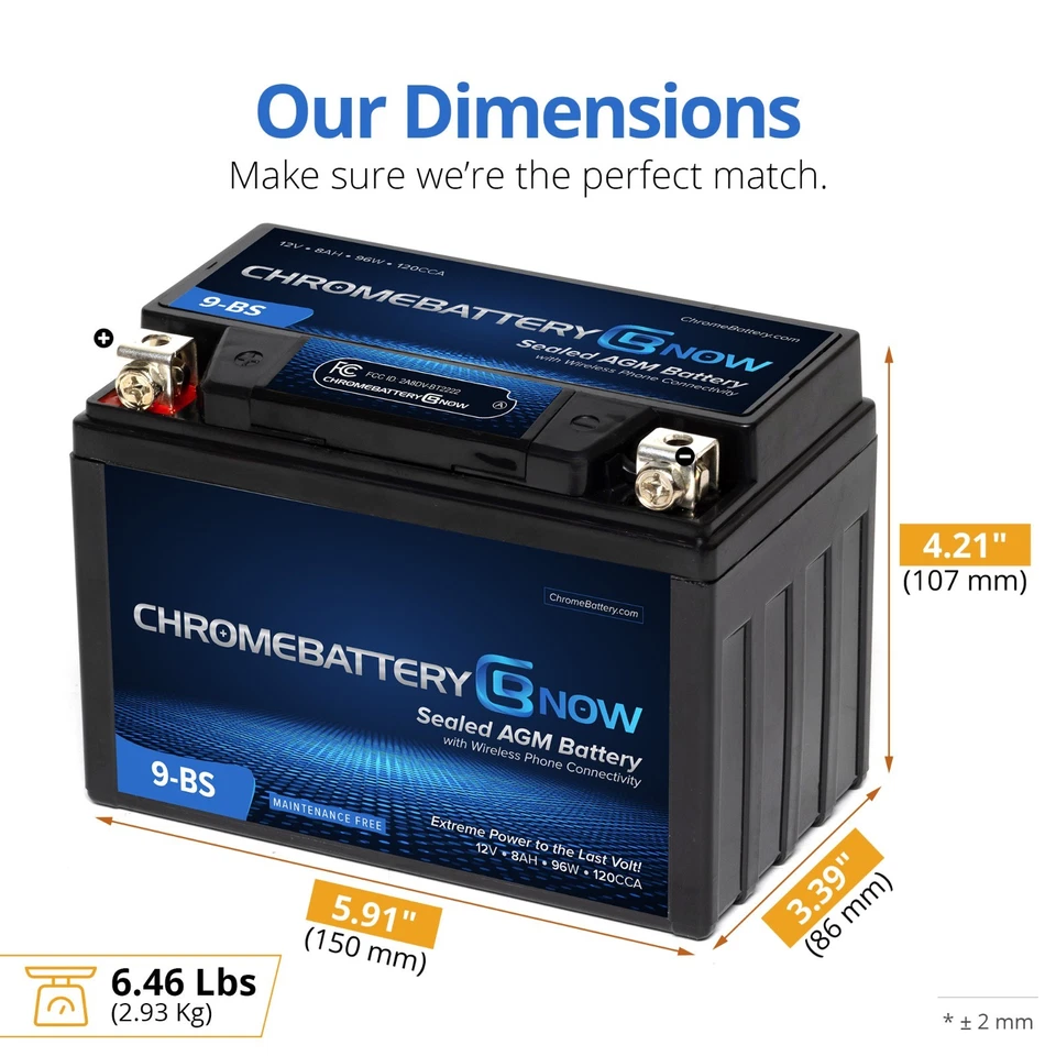 Batería YTX9-BS Bluetooth ATV para Honda, Polaris, Suzuki Foto 2 de 4