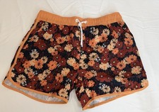 Men's Swim Trunks Quick-Dry Liner Small Orange Floral Swim Shorts Beach