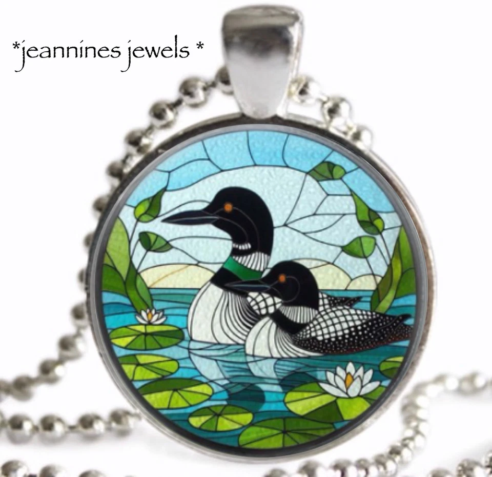 Collar de pato loco imitación vitral arte impresión plata encanto colgante collar Foto 4 de 4