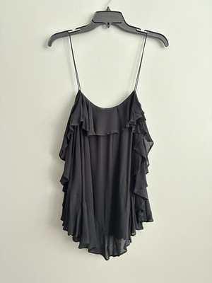 #ad Intimately Free People S Cascades Cami Black Tank Ruffles Spaghetti Straps Tunic $20.99