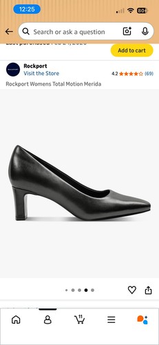 Rockport Women's Black Leather Comfort Slip-On Pump Pointed Toe Cushioned Shoe