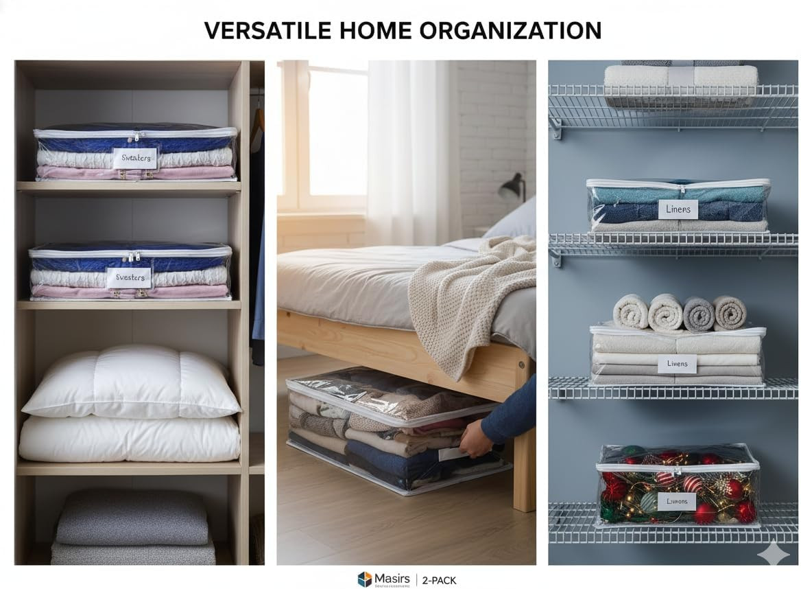 Clear Underbed Storage Bag, Durable Vinyl Material to Shield Your Contents from 