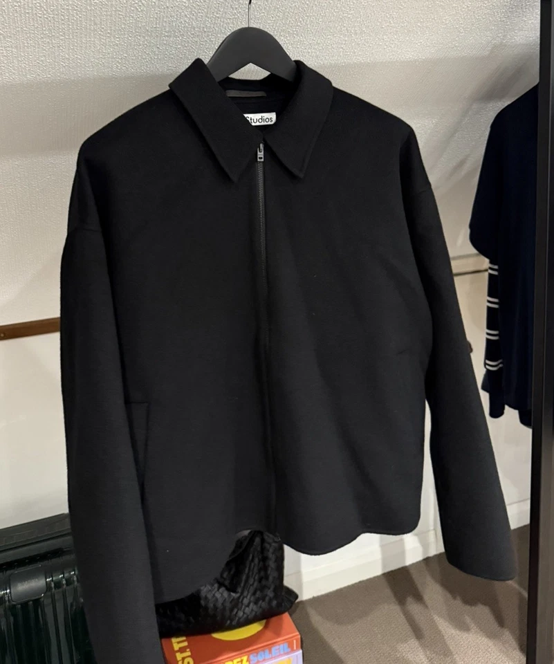 Acne Studios Doverio Wool-Flannel Zip Up Jacket Black Size 46  - Image 3 of 4