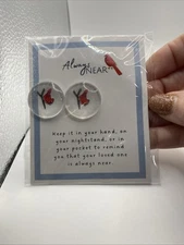 MEMORIAL CARDINAL VISITOR FROM HEAVEN POCKET ROCK BEAD WITH MEMORIAL CARD