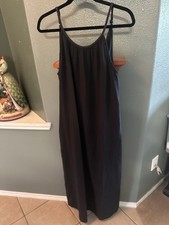 Quince Organic Cotton Gauze Sleeveless Maxi Dress Large Black NWOT