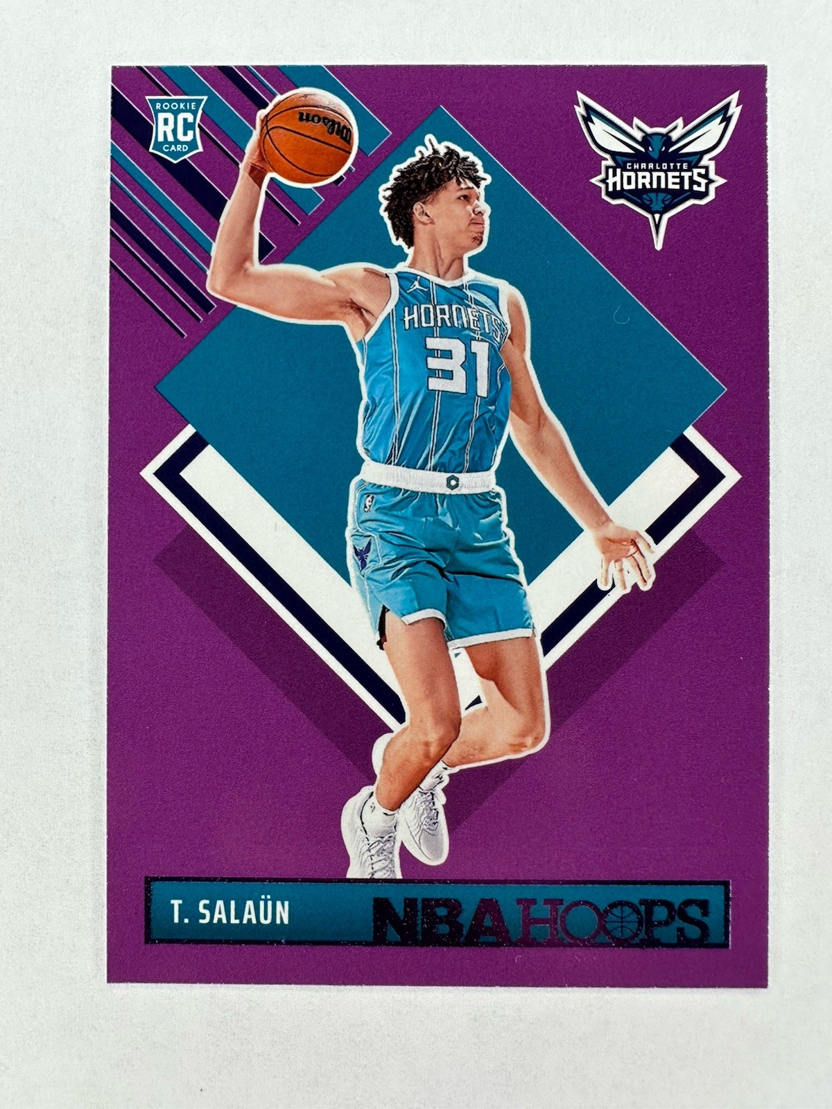 Tidjane Salaun 2024-25 Panini Hoops Basketball Purple Tribute #292 Hornets RC