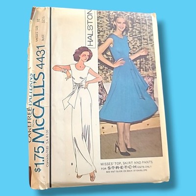 Vintage McCalls 4431 Halston Sewing Pattern Uncut FF Misses 10 Pants Skirt