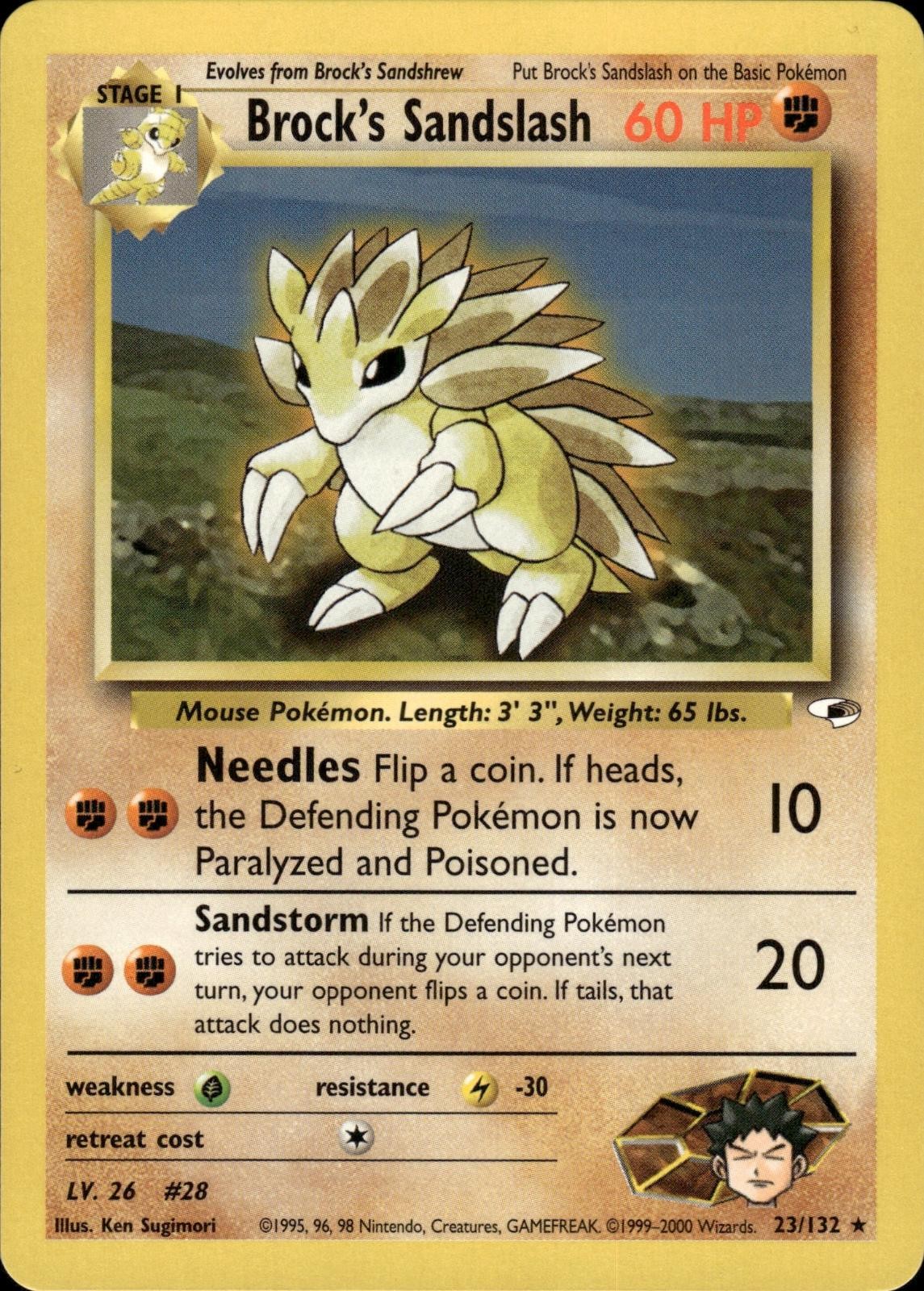 Pokemon Gym Heroes Rare Brock's Sandslash 23/132 - Near Mint (NM)