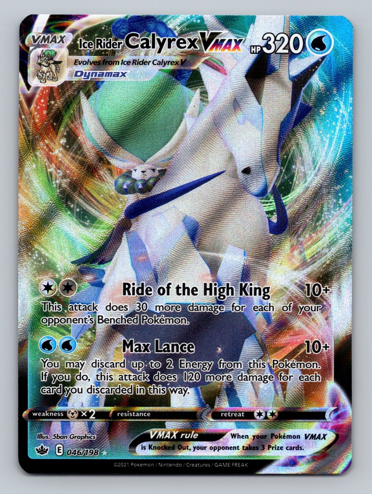 Ice Rider Calyrex VMAX Holo Ultra Rare SWSH06: Chilling Reign 046/198 NM