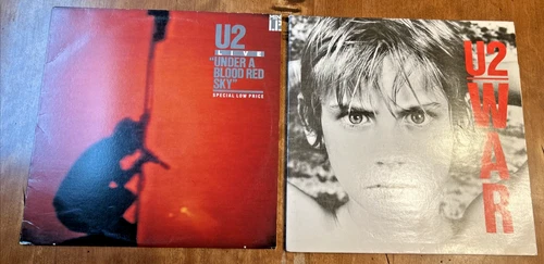 Lot of 2 U2 - WAR  & Under a Blood Red Sky VINYL LP ULTRASONIC CLEAN Vg+++nm-
