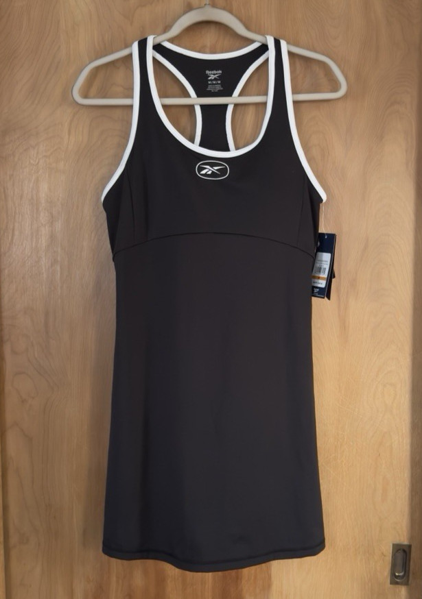Reebok Retro Active Tennis Dress Black Attached Sport Bra with Pads Size M NWT thumbnail 3
