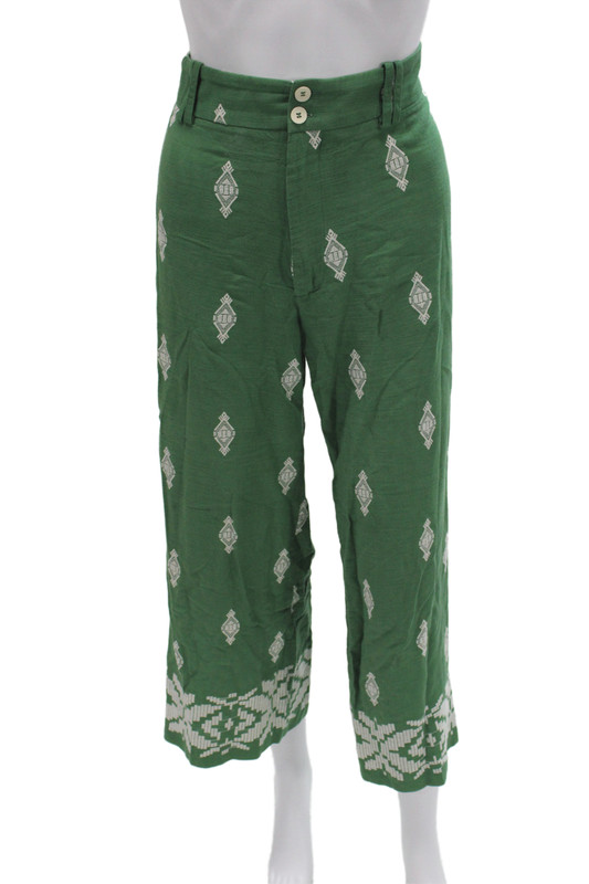 Zara Women Cropped Aztec Green Pants Size S