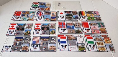 Disney EPCOT World Showcase Passport Stickers Lot 153 w/ Sleeve Near Complete