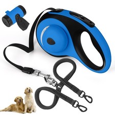 Dual Retractable Dog Leash for 2 Large Dogs Up to 110 LBS Each - No Tangle